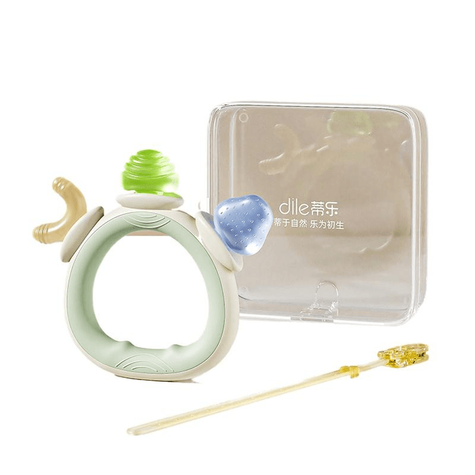 Teal Teal Glue Baby Teething Stick Toy Green + Storage Box + Anti-Loss Chain *1 Set