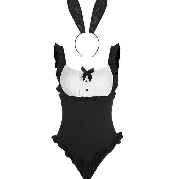 【NEW YORK】Bella’s Fantasy Cute Playboy Bunny Costume Black Cosplay Bodysuit Sexy Lingerie Set