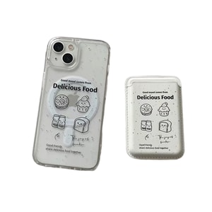 Ink Splatter Donut Magnetic Card Holder Compatible with Apple Phone Case【Splashing ink donuts+magnetic card bag】IPhone 15plus with magnetic attraction