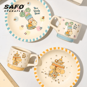 川岛屋 星星人哑光深盘子 陶瓷餐具 棉花糖神灯款 7.75英寸 两只装