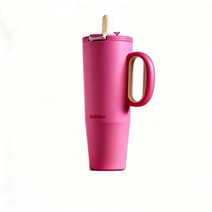 Giant Large-Capacity Stainless Steel Straw Cup with Stylish Look - Pink, 1200ML
