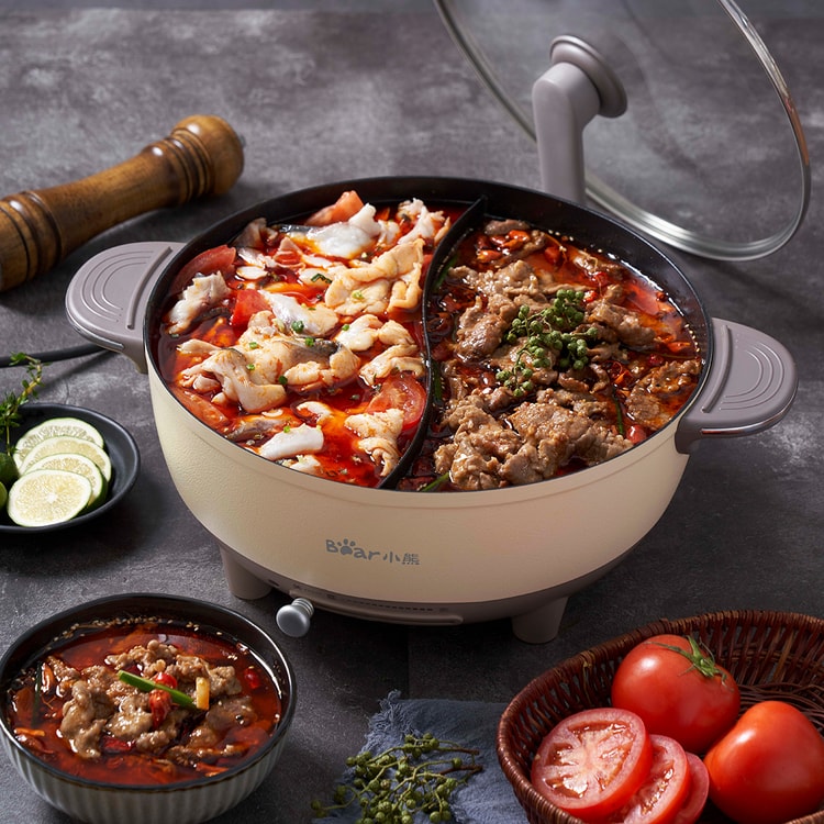 Bear Dual Handle & Dual-sided Electric Shabu Shabu Hot Pot with