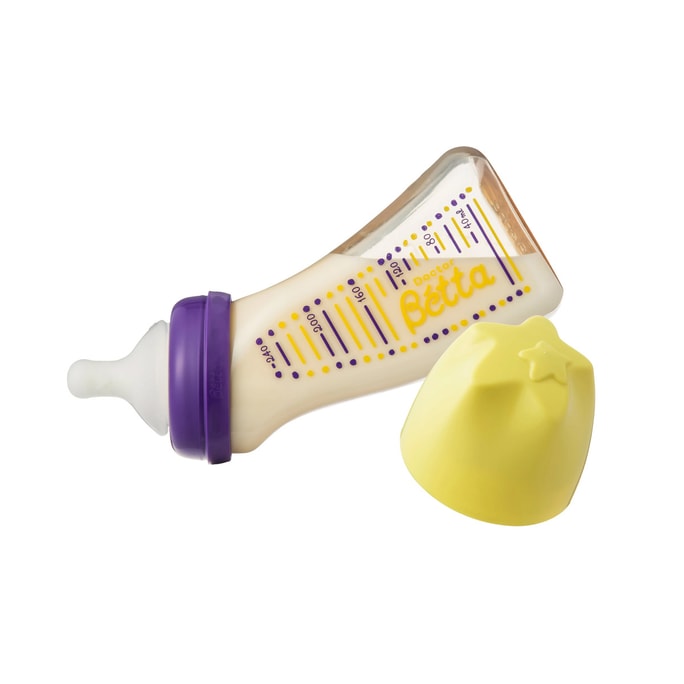 【日本直邮】BETTA蓓特 防胀气曲线设计PPSU宽口径奶瓶 WS2-240ml #黄色