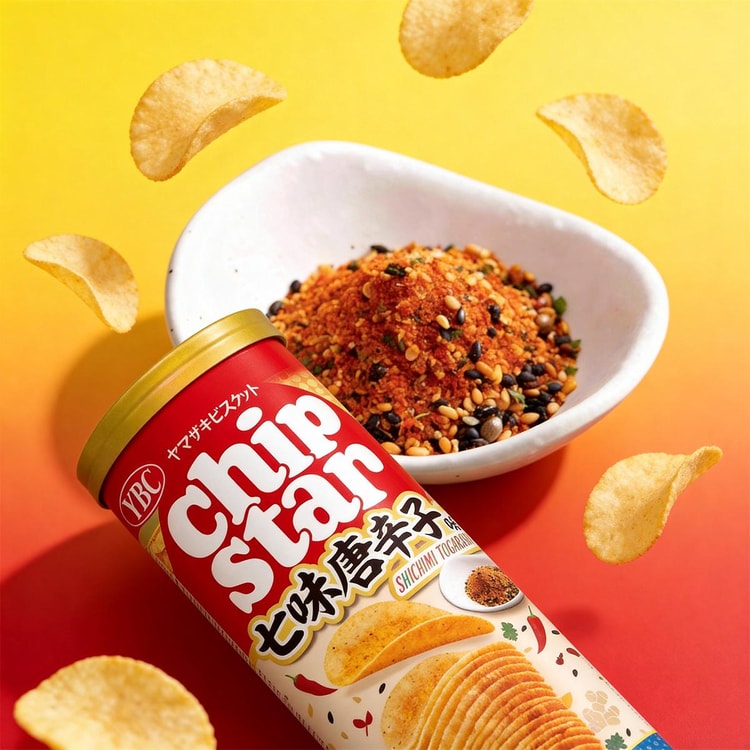 YBC チップスター ポテトチップス 七味唐辛子スパイシー味、3.7オンス