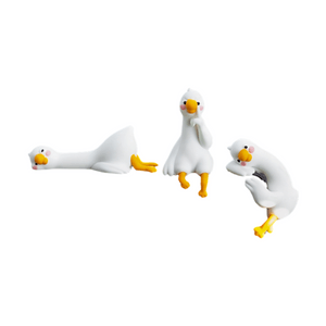 Large White Goose Car Ornament 3 Packs Car Center Console Display Screen Decoration Office Desk Computer Resin Plastic Gift Birthday Present Gift 1Set