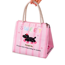 New Cute Pet Student Party Office Worker Thick Aluminum Foil Insulated Bento Bag 1 Piece Pink SWEET Dog F