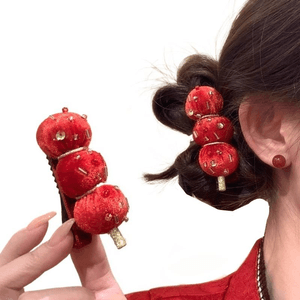 Red Lovely Rock Sugar Gourd Hairpin Hairpin Sugar Gourd Hairpin 7.5cm*1 Pair