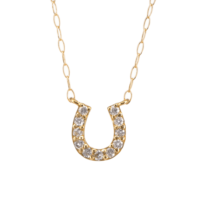 アオイ科||馬蹄形ダイヤモンド ペンダント ネックレス 18K ゴールド||40cm