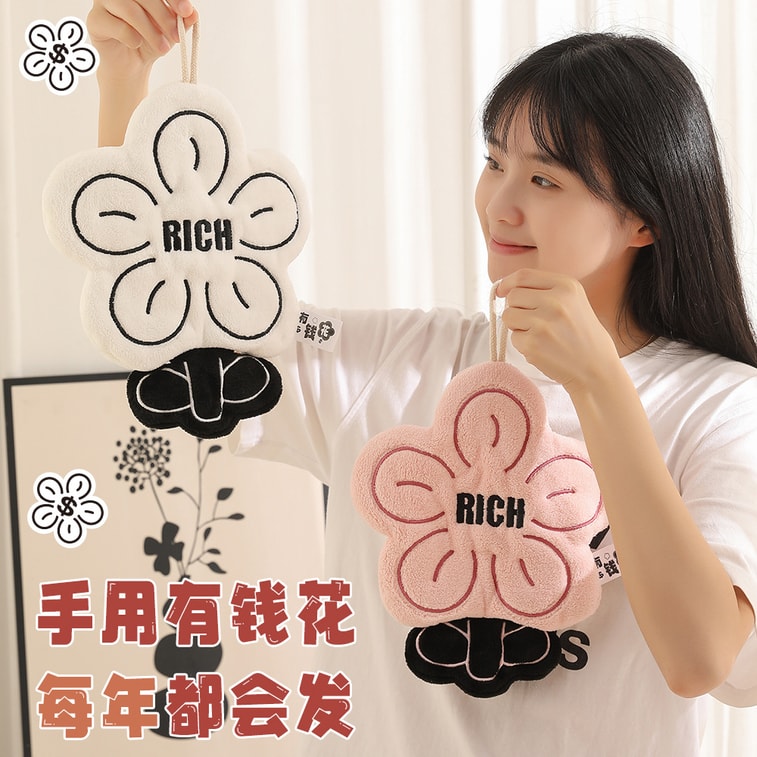 Roca Boutique リッチコーラルフリース 厚手ハンドタオル キッチン用 吊り下げ式 両用タオル 吸水性 速乾性 糸くずの出ない ピンク。春節の繁栄を祈って！ 3