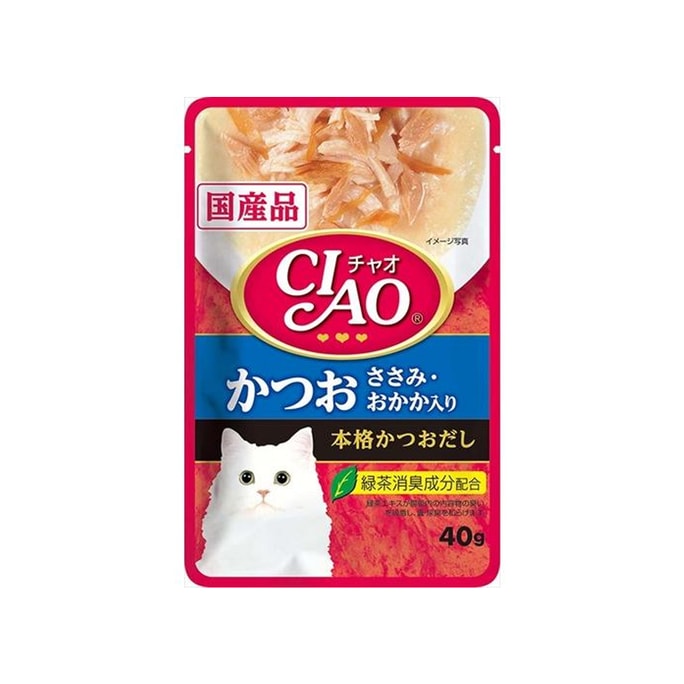 [일본 직배송] INABA CIAO 고양이 간식 고양이밥 팩 습식 가다랭이 치킨 가쓰오부시 40g