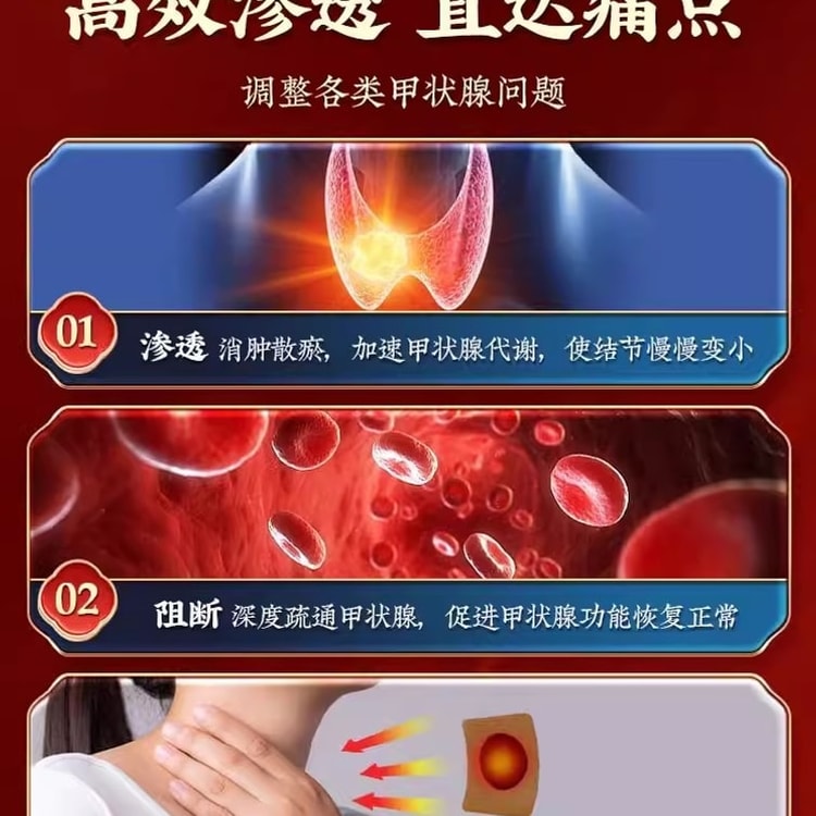 中国直送】北京同仁堂甲状腺結節消散パッチ 濃厚な冷湿布ジェルで腫れや首のむくみを解消するパッチ1箱10枚入り - Yami