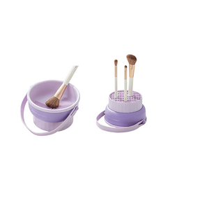 Makeup Brush CleaningBowl Cleaning Tool Silicone Powder Puff Storage Rack Drying Tool Set Purple