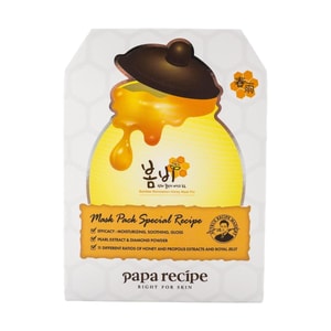韓國PAPA RECIPE春雨 白色菸鹼醯胺美白蜂蜜面膜 勻淨淡斑 去黃提亮 白春雨 10片入
