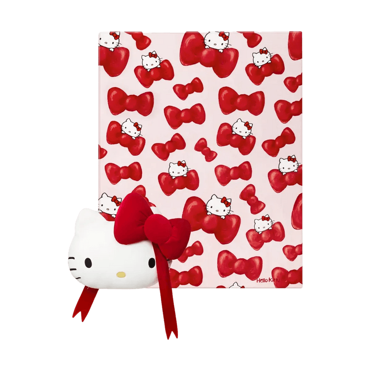THE BEAST野獸派 Hello Kitty × tbh 二合一法蘭絨 蝴蝶結抱枕毛毯兩用【情人節禮物】 5