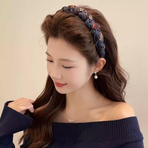 Advanced hair headband for female internet celebrities new high skull top face wash special headband pressure hair clip headband dark blue 1 piece