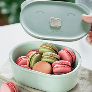 BUYDEEM北鼎 豬豬盒 多功能陶瓷帶蓋食盒 可蒸可烤可微波 淺杉綠 15cm CT3007