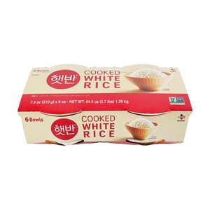 Hetbahn Cooked White Rice, 7.4 oz*6 Bowl 【 Instant & Microwaveable 】【Korea's No.1】
