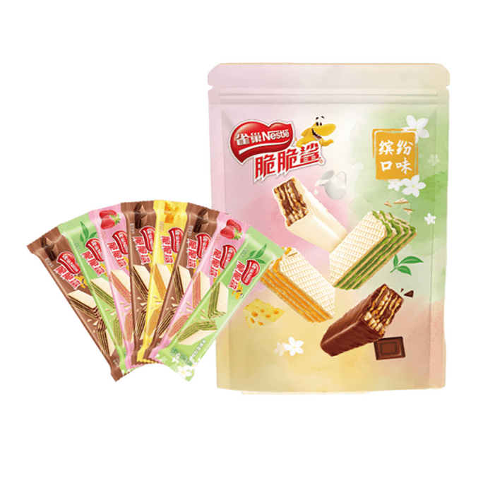 【中國直郵】 雀巢中國 脆脆鯊 繽紛口味 裸威化餅乾無塗層巧克力 起司/茉莉雪芽/巧克力/草莓口味 11.7g*20條