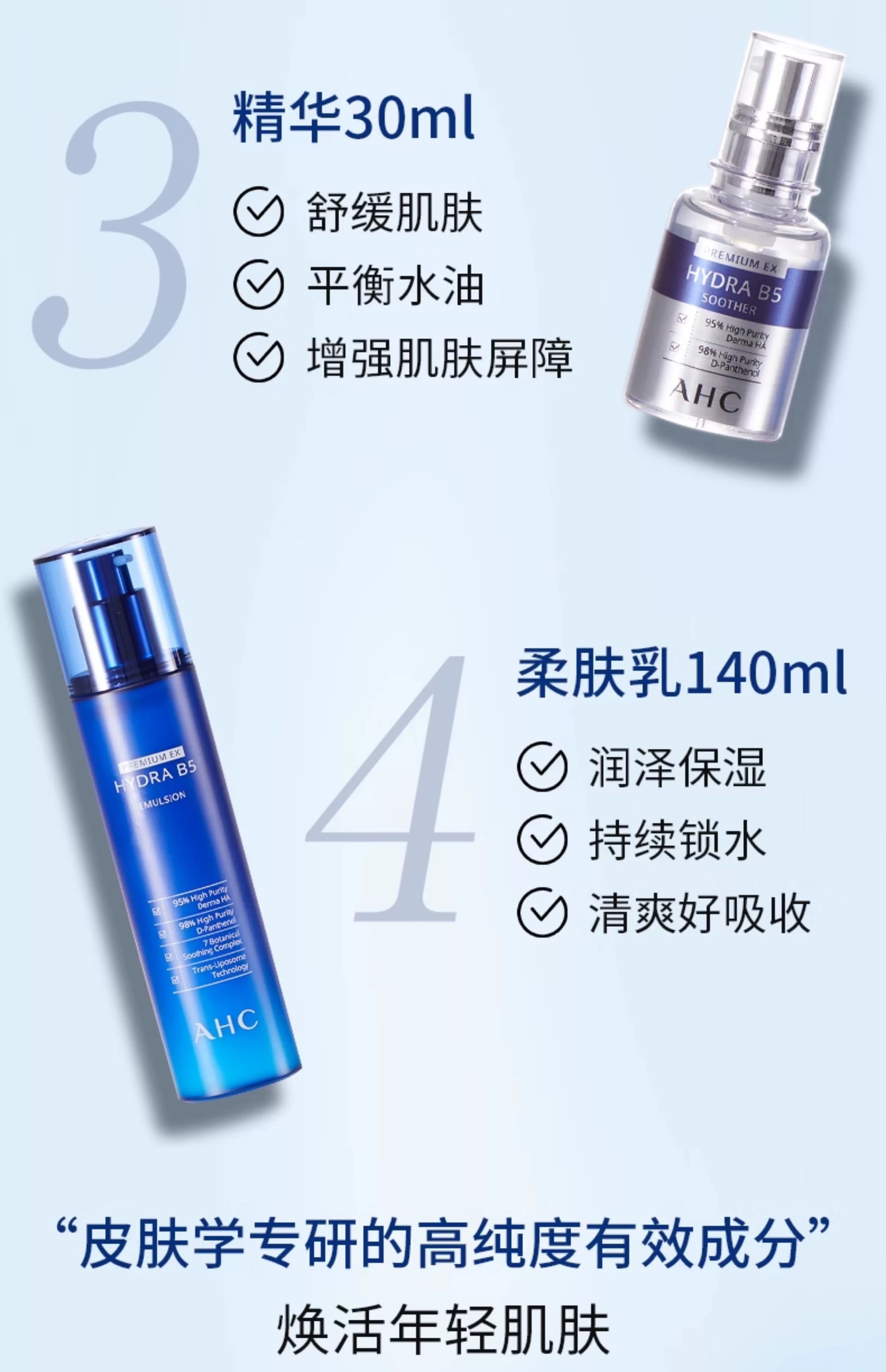 【香港直郵】 韓國 AHC B5水乳七件組 補水修護去角質