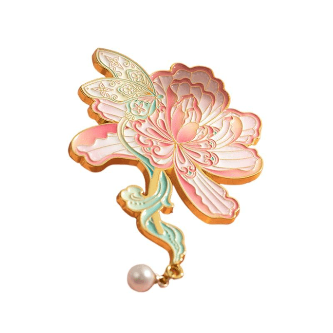 [중국 직배송] 자금성 문화창조제품 - 둔황 나비와 모란 축복 브로치, 4.3*5.6cm*1개