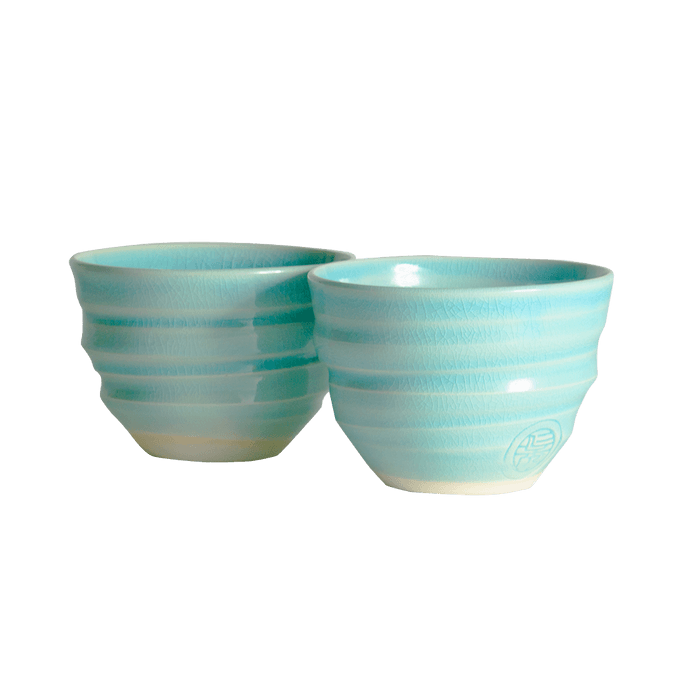 NINSHU guest bowl, Japanese-style handmade tea bowl, crystal in the bowl, 1 pair