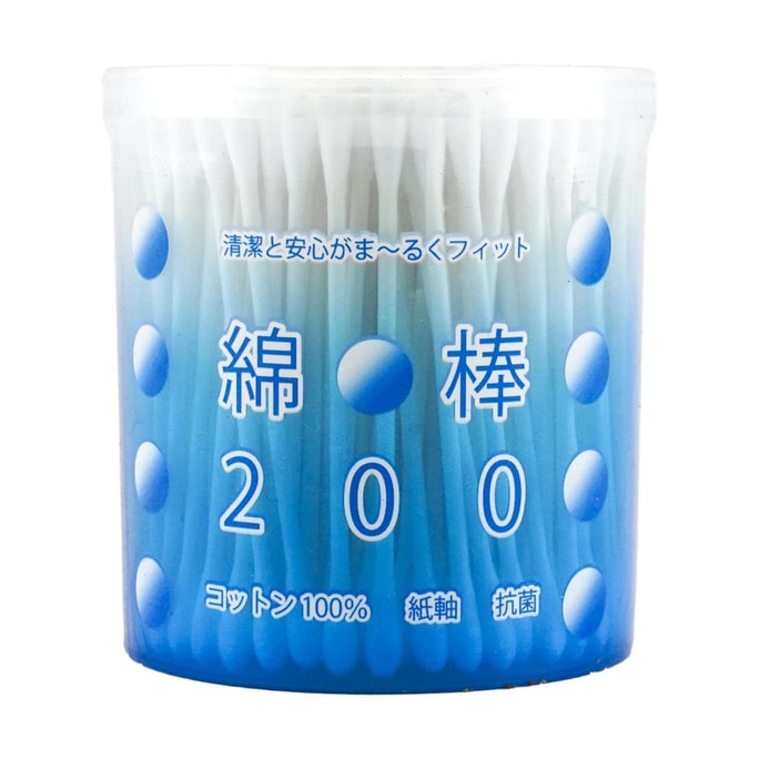 日本Peace Medic 抗菌纸轴清洁安心棉签棉棒 200支入【抗菌清洁】