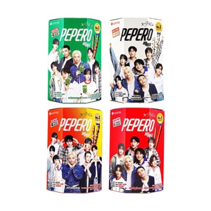【Stray Kids】 PEPERO Chocolate Biscuit Stick,Original+Almond+White Chocolate+ Crunchy【4 Flavor Combo】【Packaging May Vary】