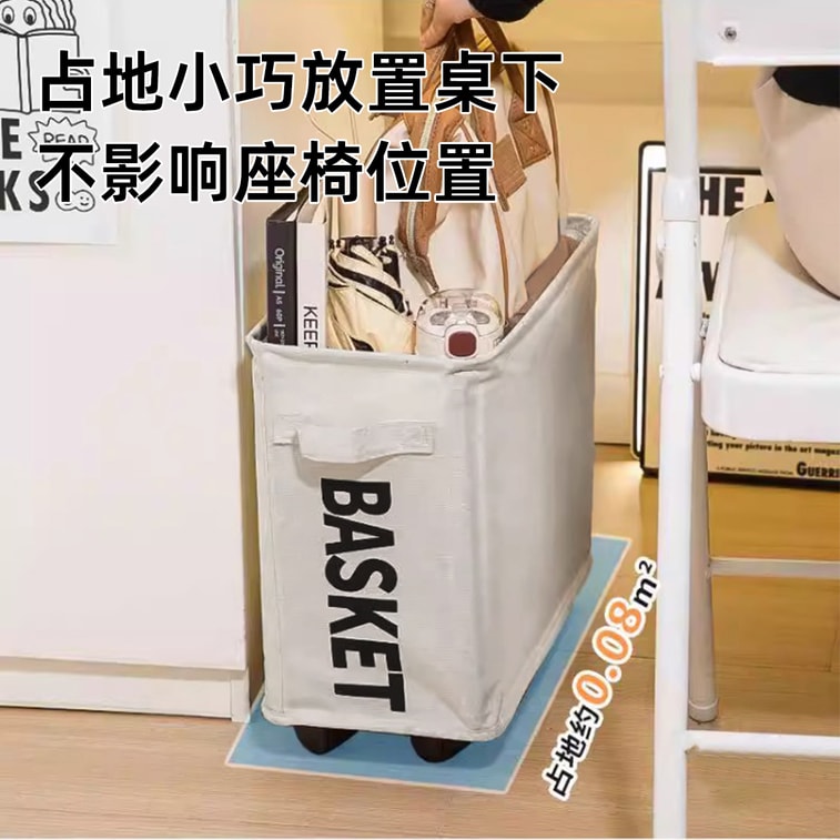 【中國直郵】 HSPM 新款日式家居牛津布洗衣籃衣物收納髒衣籃滑輪-收納籃 迷你款深灰色 1個裝 5