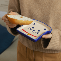 Bread Cat Plate 2pcs Set, 5.51x5.51x0.79 "