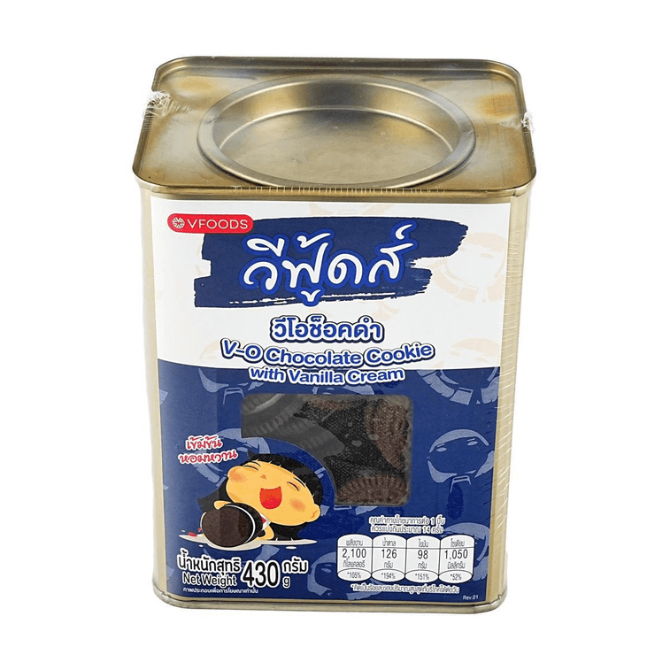 泰國VFOODS 香草奶油夾心巧克力餅乾 罐裝 430g【泰國超人氣零食伴手禮】 5