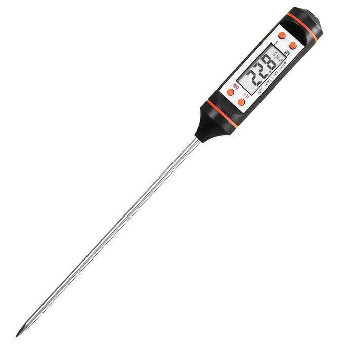 RHFJAKA 美国发货 6.9英寸长数字肉类温度计 - 快速读取食物温度计,适用于烹饪、烧烤、油炸、烘焙等,防水精准测量,是厨房小工具和节日礼物的理想之选