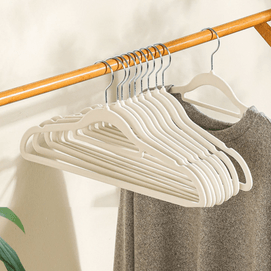 Flocking Clothes Hanger, Non-slip, Traceless, 4.96 x 16.26 inches, 10pcs