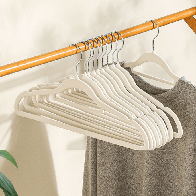 Flocking Clothes Hanger, Non-slip, Traceless,  4.96 x 16.26 inches, 10pcs