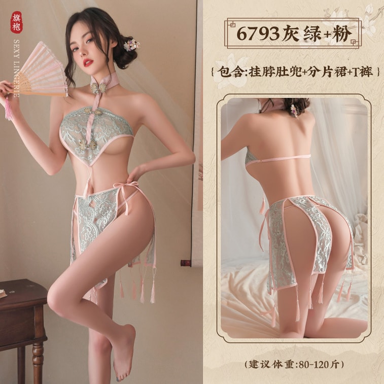 【中國直郵】霏慕 蕾絲肚兜流蘇復古分片裙情趣內衣制服誘惑激情 3