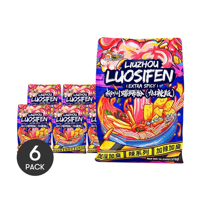 【Value Pack】Extra Spicy Liuzhou Luo Si Fen Snail Rice Noodles - 6 Packs* 14.11oz