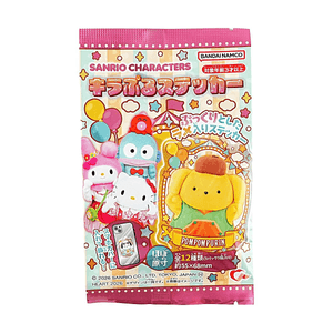 サンリオキャラクターズ キラプルリアルステッカー＋アップルソーダガム食玩セット、0.05 oz [ランダムグリッターステッカー]