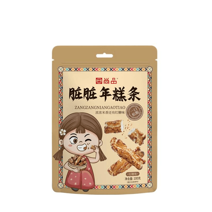 Shangpin Brown Sugar Dirty Rice Cake Strips,Puffed Snacks To Satisfy Cravings, Internet Famous Snacks 100g * 1 Bag