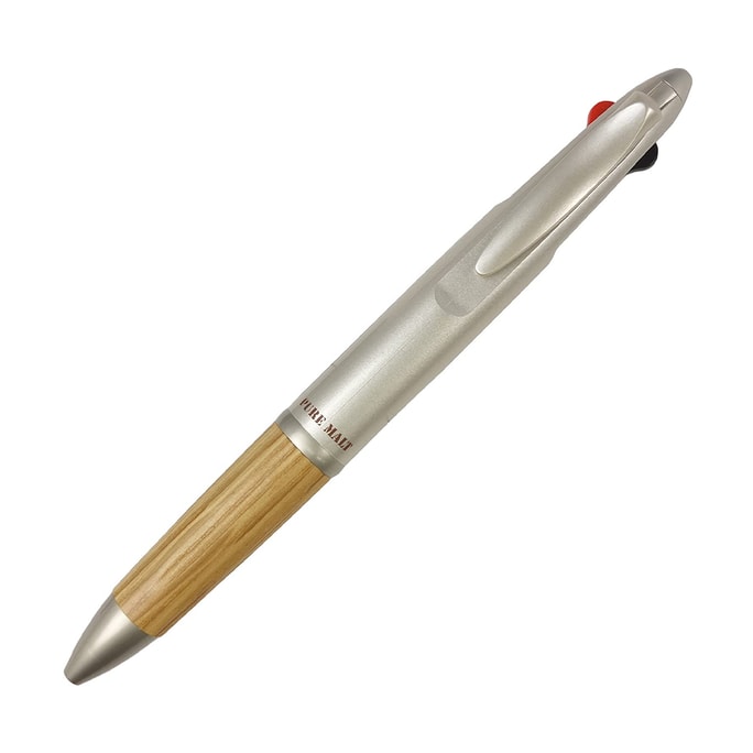 UNI MITSUBISHI PENCIL Wooden Handle 0.7mm Black and Red Ballpoint Pen + 0.5mm Automatic Pencil light yellow
