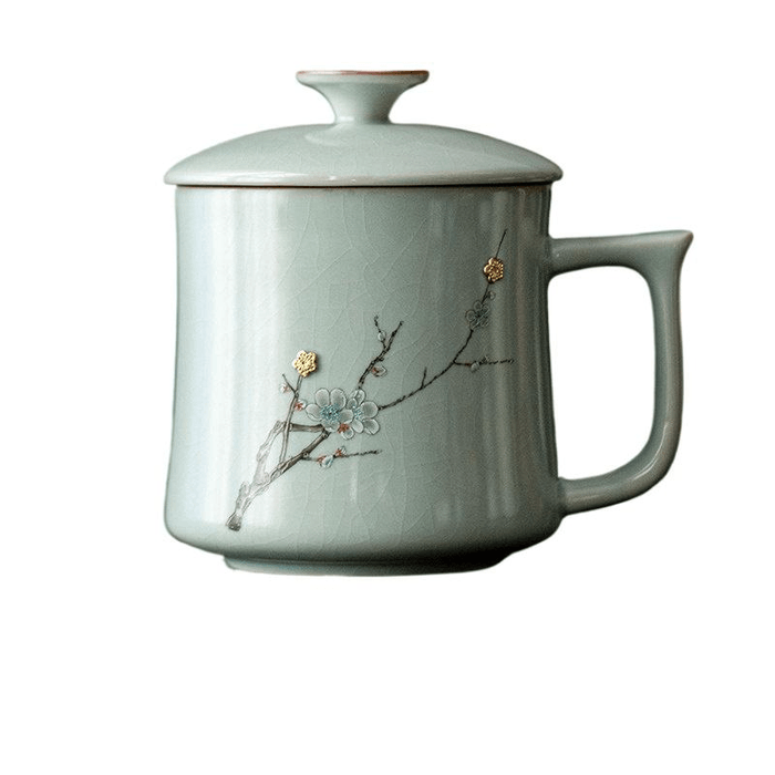 Yipin Qiantang Premium Ru Kiln Tea Cup Ceramic Covered Water Cup Chinese Style Household Tea Cup Tianqing 380ml