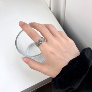 【中国直送】TIMESOOD オープン調節可能人差し指リング 女性用 1 S925 スターリングシルバー オールド デイジー