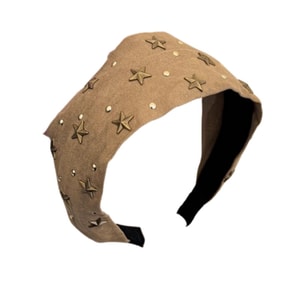 【中国直送】Dear Wife エレガントな星空ラインストーン ワイドヘッドバンド レディース ハイクラウン 洗顔用ヘアコンプレッションヘッドバンド 2025年新スタイル 万能ヘアクリップ/ヘアアクセサリー 1パック カーキ