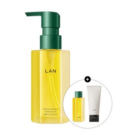 LAN兰 雾羽水感洁颜油 150ml 一步卸净 无油膜感卸妆油 敏感肌可用 附赠同款洁颜油 30ml + 洁面乳 30g【限定囤货装】