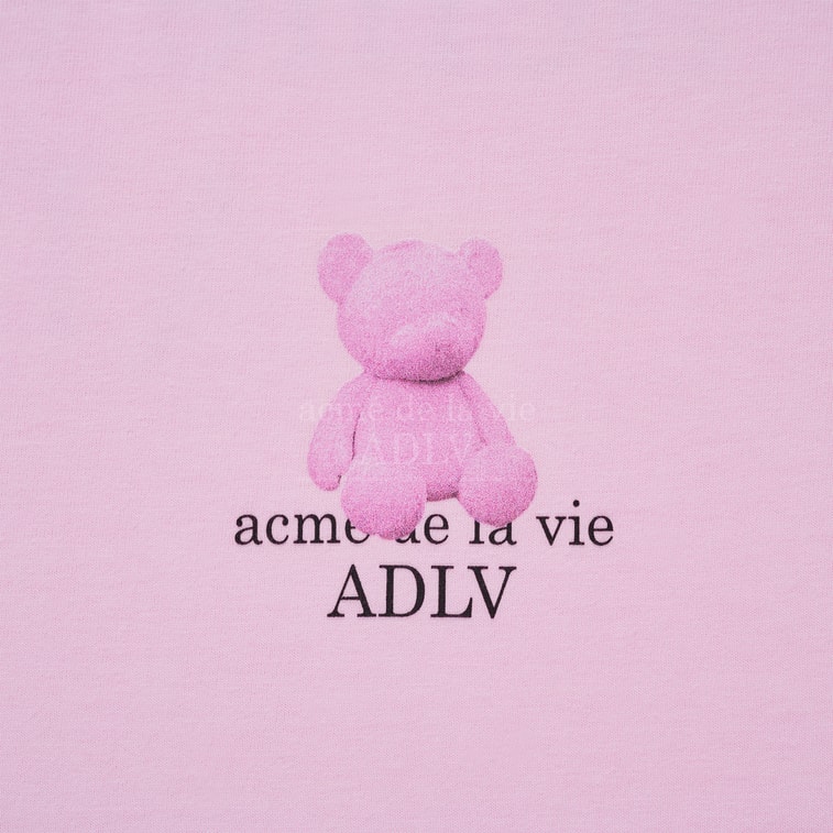 【韩国直邮】 韩国 acmé de la vie ADLV 毛绒熊印花短袖T恤 浅粉色 1 3