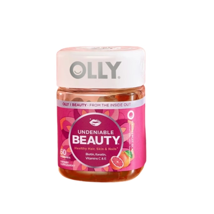 【香港直邮】 美国 OLLY 秀发蓬蓬糖60粒 生物素+角蛋白护发软糖 强韧发丝 改善指甲 草莓味