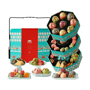 悠享时x皇家尚食局 三层唐味礼 曲奇酥饼点心巧克力什锦礼盒 14味60枚入 【春节年货礼盒】