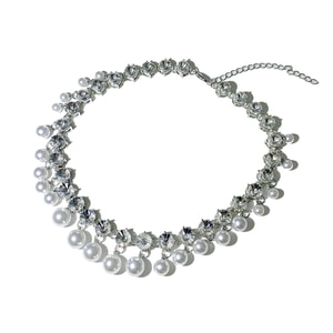 【中国直邮】 HSPM 晚宴项链珍珠流苏性感颈链饰品轻奢小众礼服锁骨链高级感颈链 1条