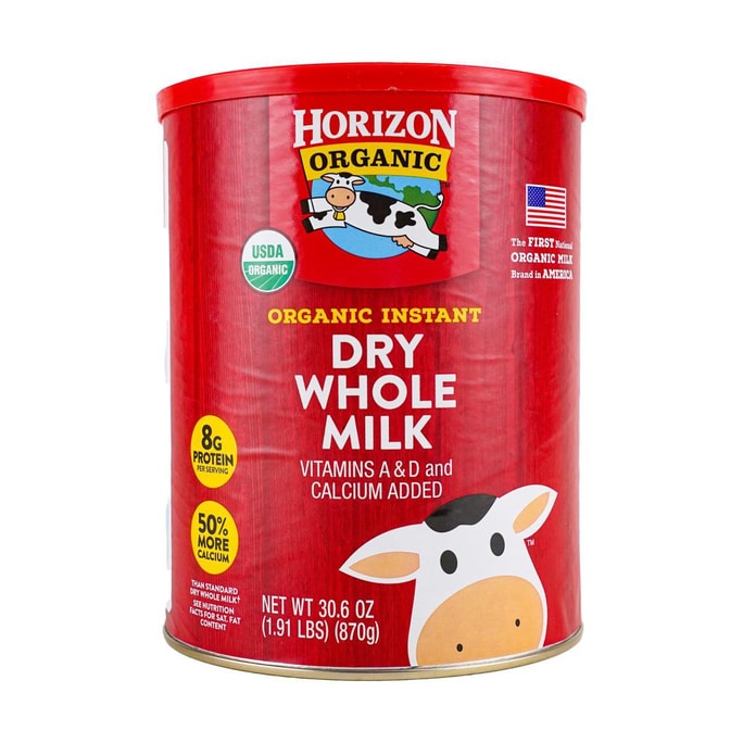 美国HORIZON ORGANIC活利晨 小红牛有机全脂奶粉 高钙高蛋白 适合3岁以上 870g