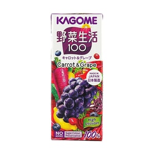 Vegetable Life 100  Carrot & Grape Juice, 6.76  fl oz 【Product Expiry Date Format: Day/Month/Year】