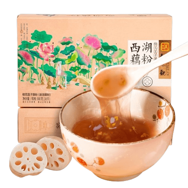 【中国直邮】知味观 西湖藕粉桂花莲子味藕粉杭州西湖藕粉早餐冲饮浙江特产莲藕粉300g/盒