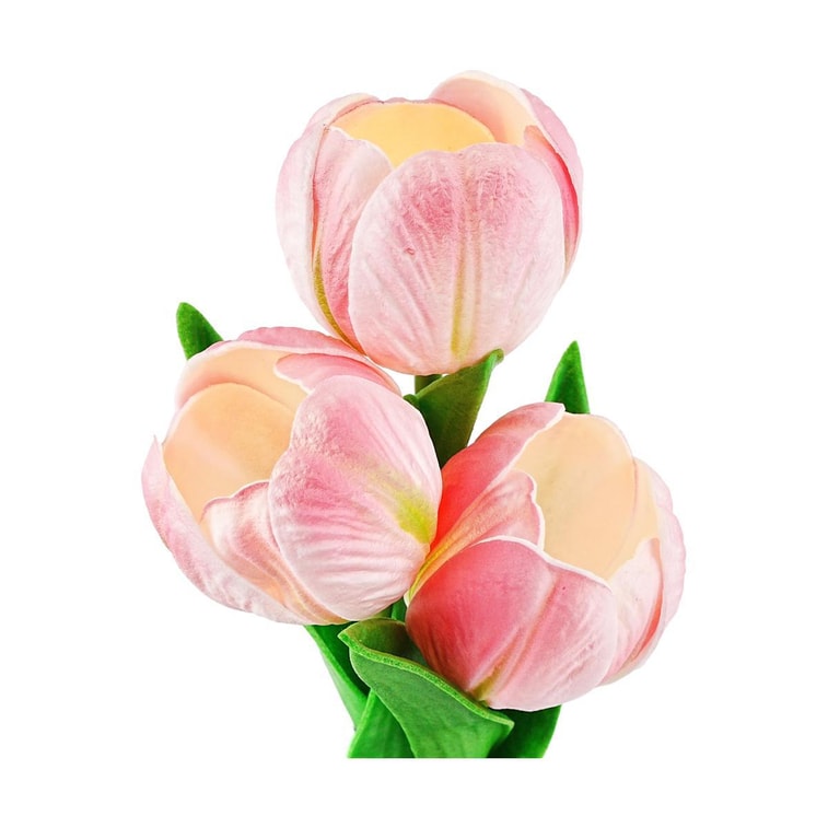 鬱金香小夜燈LED 輕奢氛圍精美擺件 陶瓷花盆 電池款 粉 5